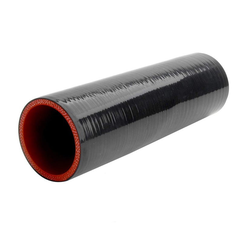 WISAUTO Hose 8''(203MM) Length 4-Ply 5MM thickness Long Straight Coupler Silicone Hose Black with Red Color with T-clamp ID: 2.0''(51mm) - Image 4